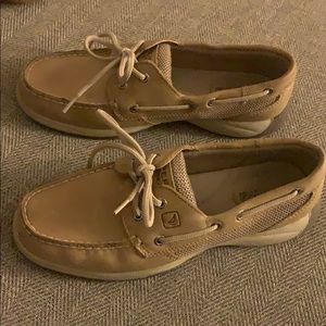 Tan authentic Sperry boat shoes